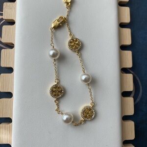 Tory Burch Gold and Pearl Bracelet